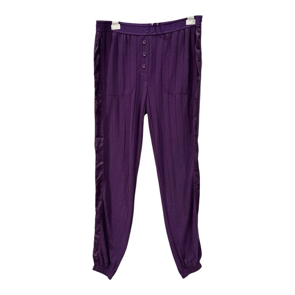 TED BAKER New Lounge Joggers Womens S Purple Ribbed Knit Soft‎ Pants